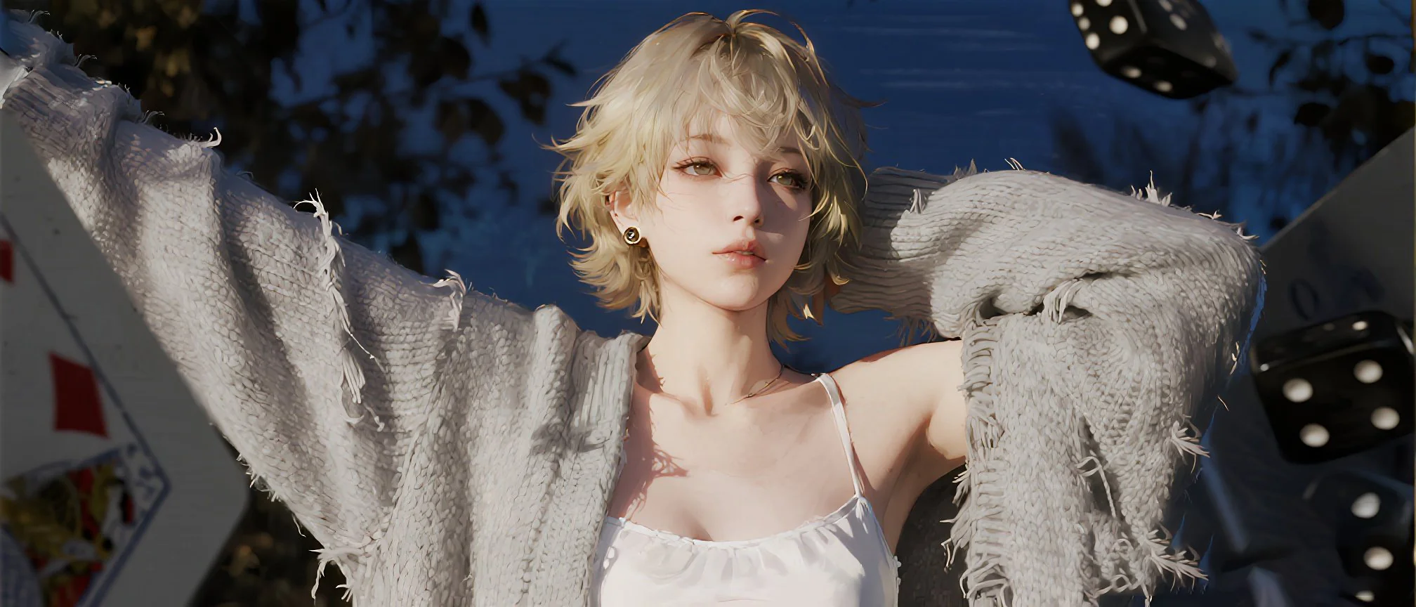 暗色系大廳與安全提示抽象圖